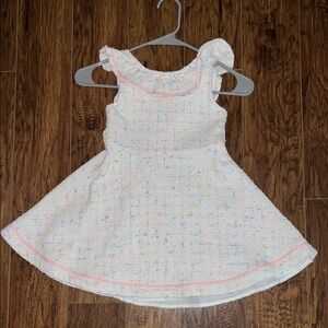 Janie and Jack White Tweed Dress with Pastel Accents